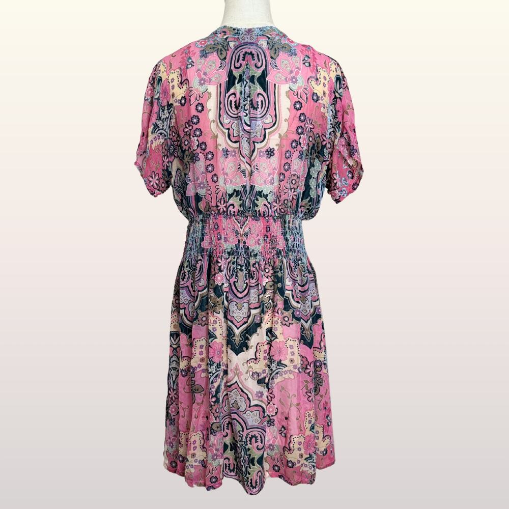 NWT JOHNNY WAS Thia Burn Out Dress size Small Paisley Melody w/ Slip Silk Cotton